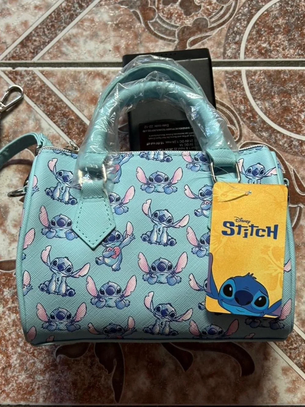 Disney Stitch Small Kids Handbag - Aqua Blue with Pink Accents